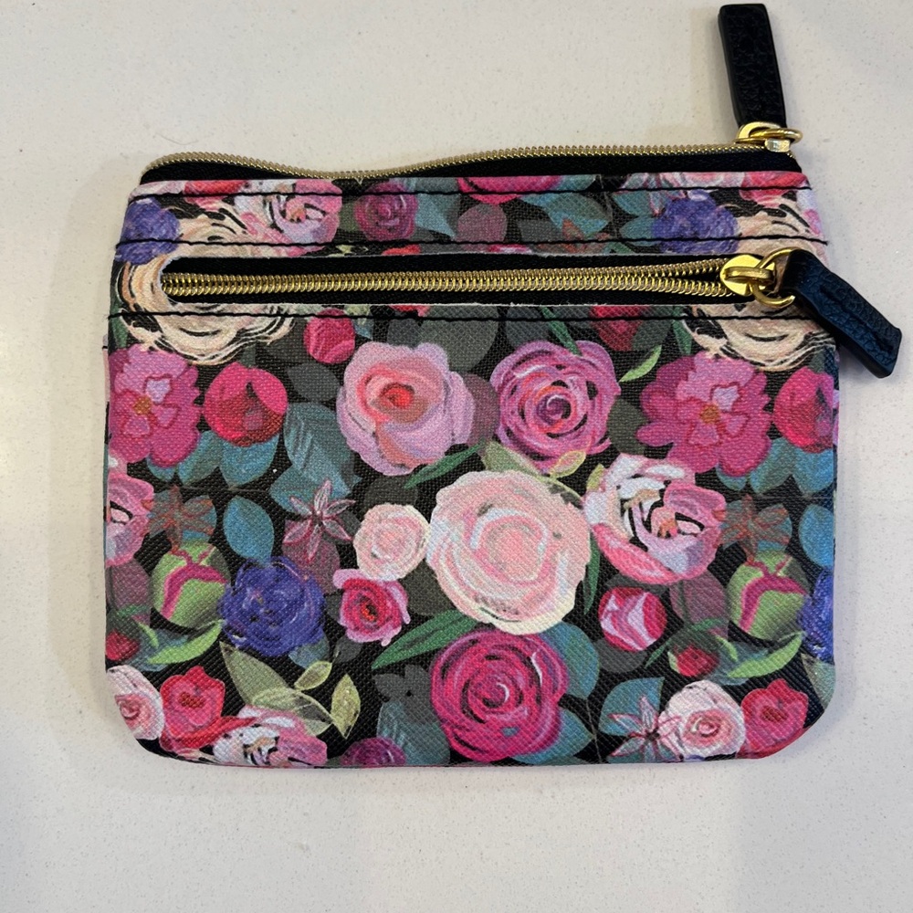 Women’s small pink floral wallet card holder